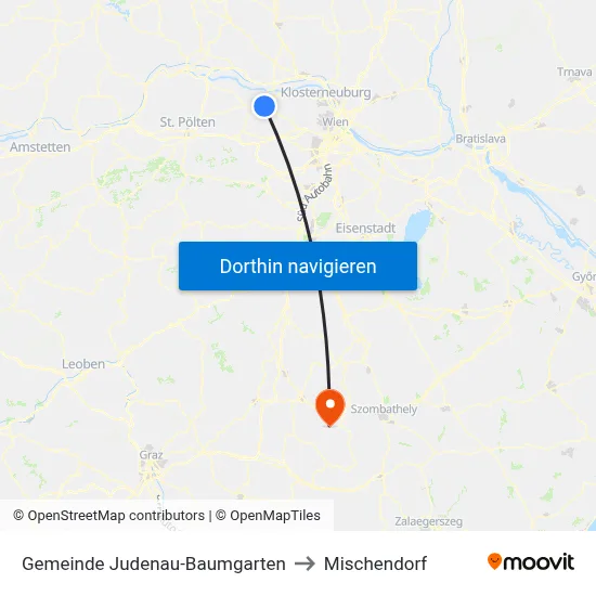 Gemeinde Judenau-Baumgarten to Mischendorf map