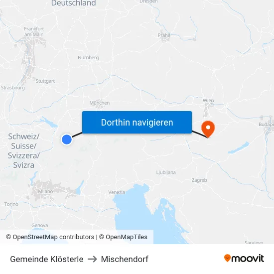 Gemeinde Klösterle to Mischendorf map