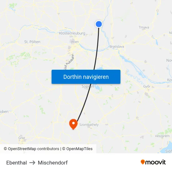 Ebenthal to Mischendorf map