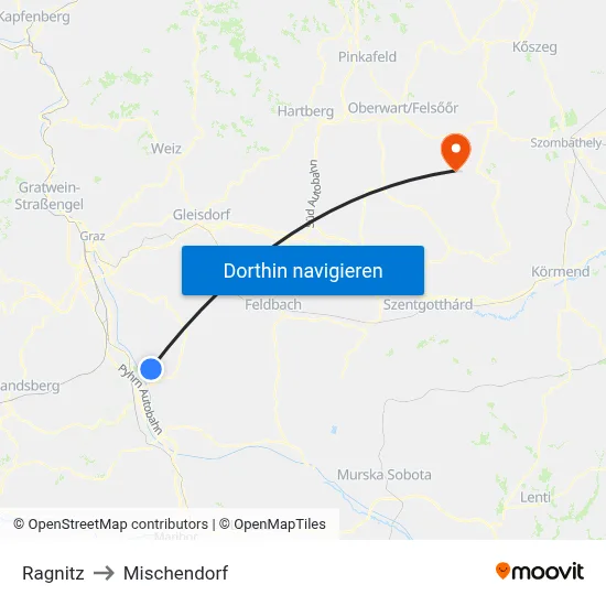 Ragnitz to Mischendorf map