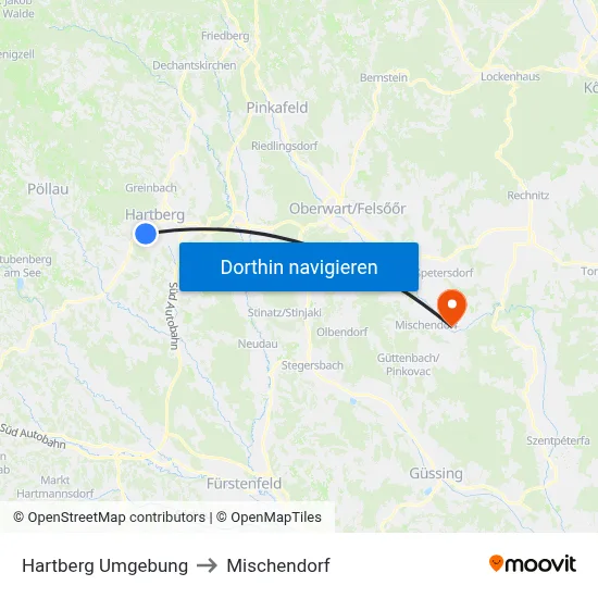 Hartberg Umgebung to Mischendorf map