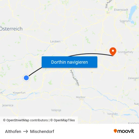 Althofen to Mischendorf map
