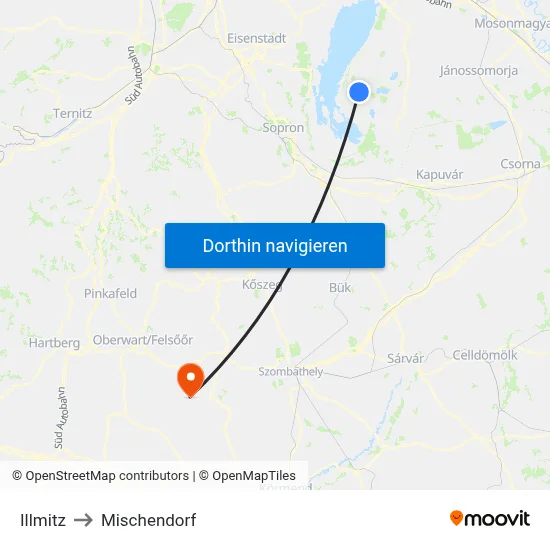 Illmitz to Mischendorf map