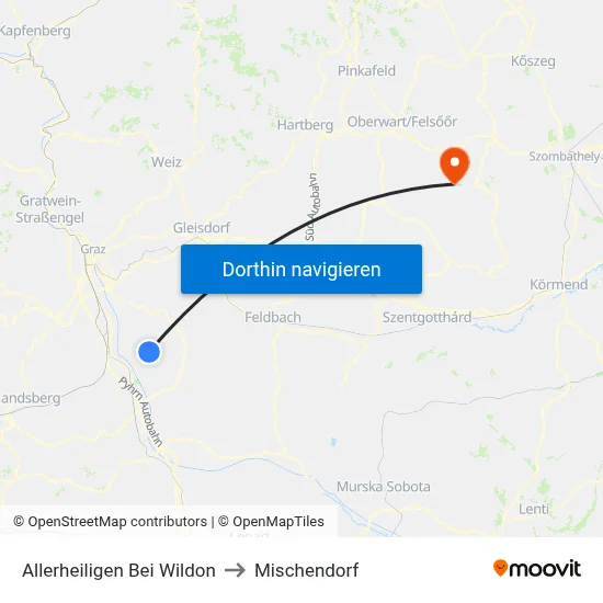Allerheiligen Bei Wildon to Mischendorf map