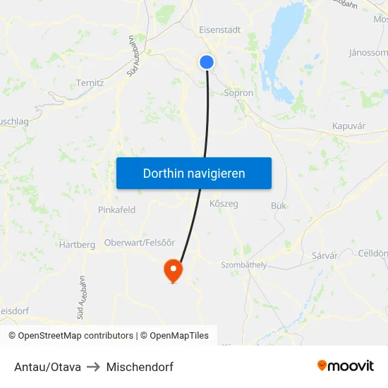 Antau/Otava to Mischendorf map