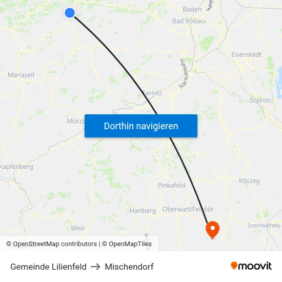 Gemeinde Lilienfeld to Mischendorf map