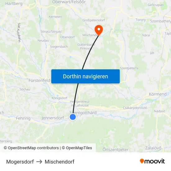 Mogersdorf to Mischendorf map