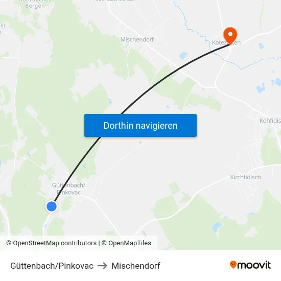 Güttenbach/Pinkovac to Mischendorf map