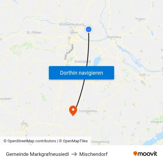 Gemeinde Markgrafneusiedl to Mischendorf map