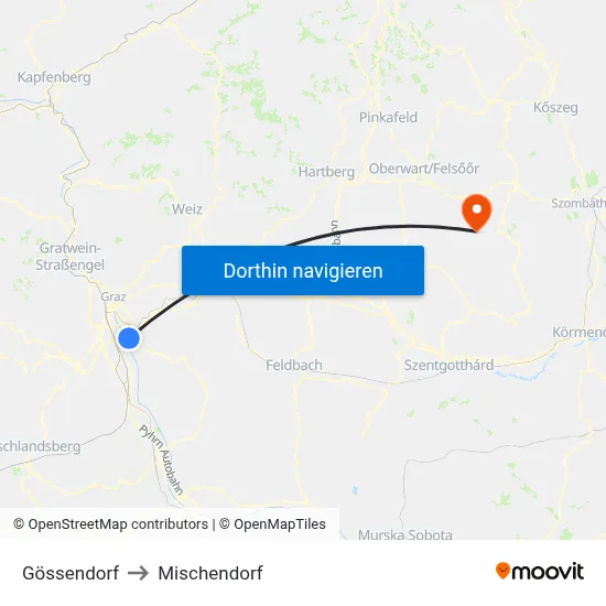 Gössendorf to Mischendorf map