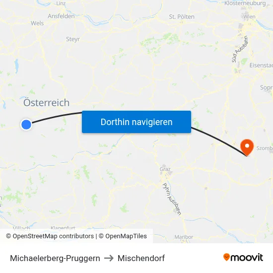 Michaelerberg-Pruggern to Mischendorf map
