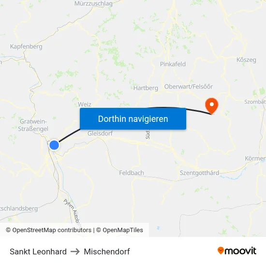 Sankt Leonhard to Mischendorf map