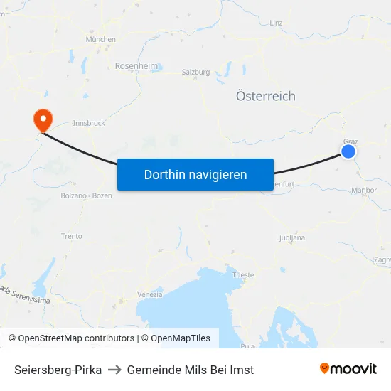 Seiersberg-Pirka to Gemeinde Mils Bei Imst map