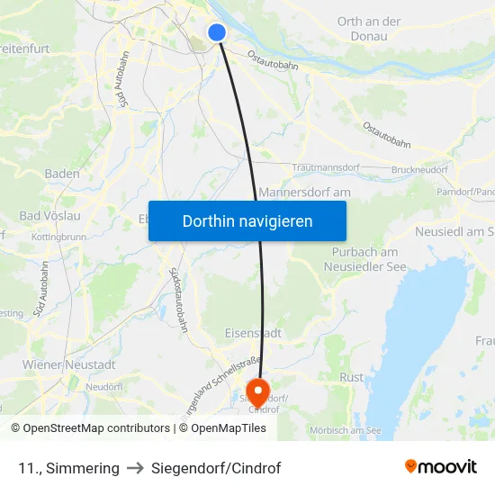 11., Simmering to Siegendorf/Cindrof map
