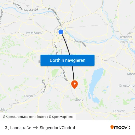 3., Landstraße to Siegendorf/Cindrof map