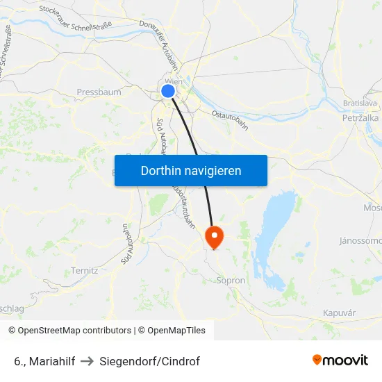 6., Mariahilf to Siegendorf/Cindrof map