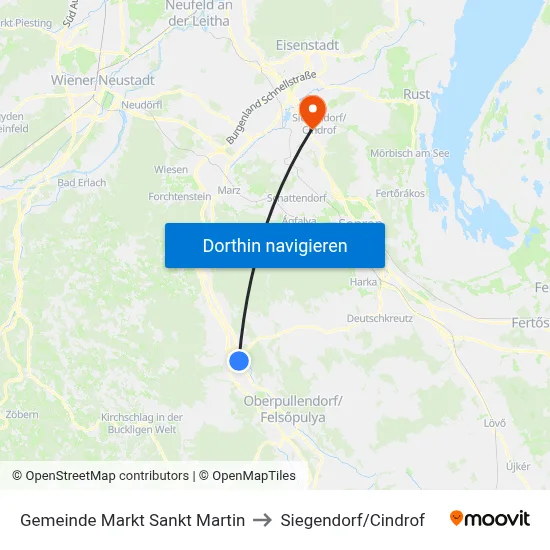 Gemeinde Markt Sankt Martin to Siegendorf/Cindrof map