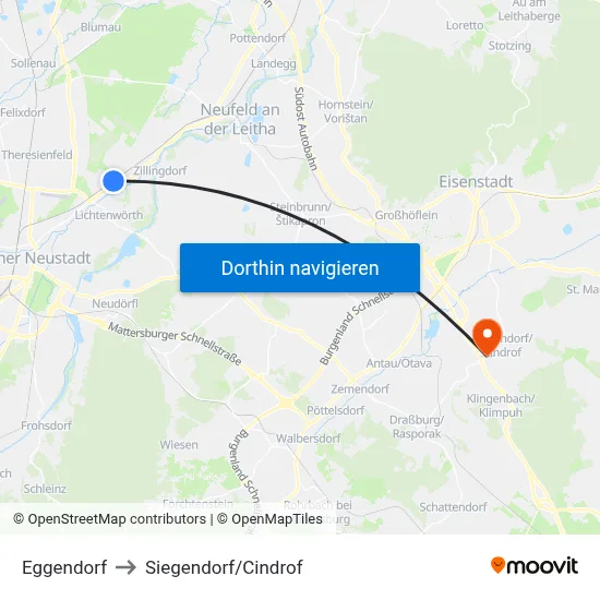 Eggendorf to Siegendorf/Cindrof map