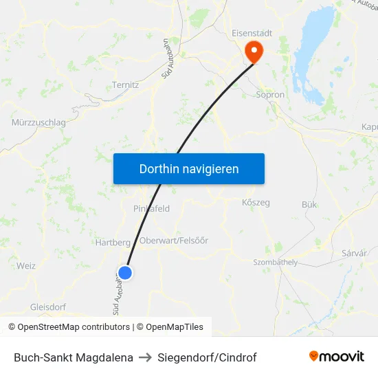 Buch-Sankt Magdalena to Siegendorf/Cindrof map