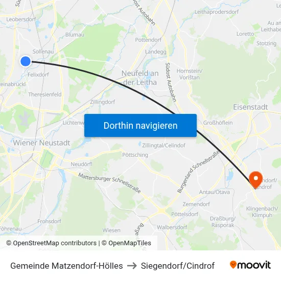 Gemeinde Matzendorf-Hölles to Siegendorf/Cindrof map