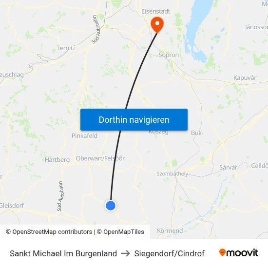 Sankt Michael Im Burgenland to Siegendorf/Cindrof map