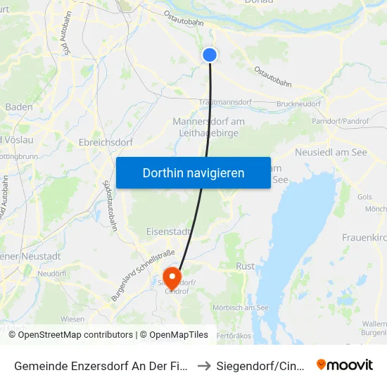 Gemeinde Enzersdorf An Der Fischa to Siegendorf/Cindrof map