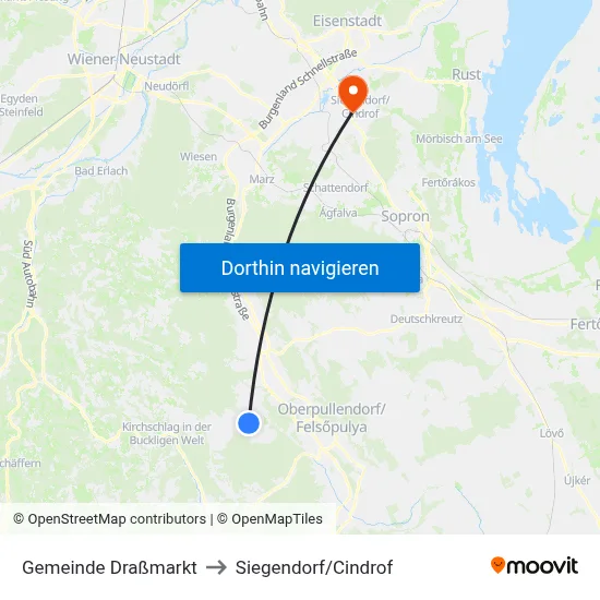 Gemeinde Draßmarkt to Siegendorf/Cindrof map