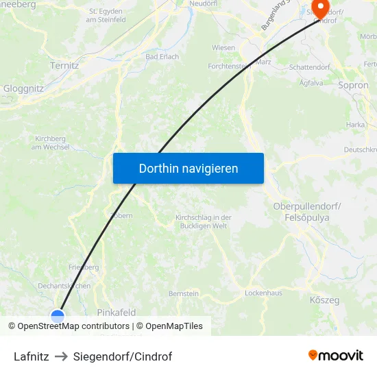 Lafnitz to Siegendorf/Cindrof map