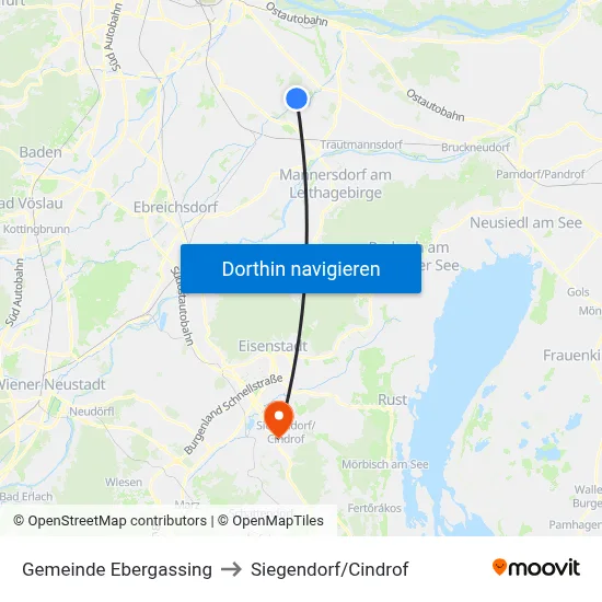 Gemeinde Ebergassing to Siegendorf/Cindrof map