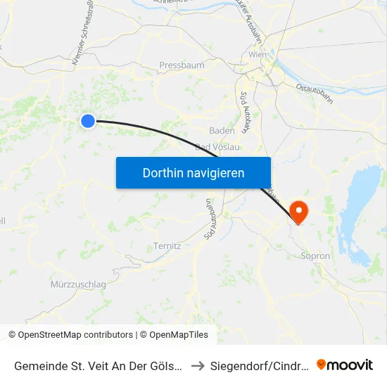 Gemeinde St. Veit An Der Gölsen to Siegendorf/Cindrof map