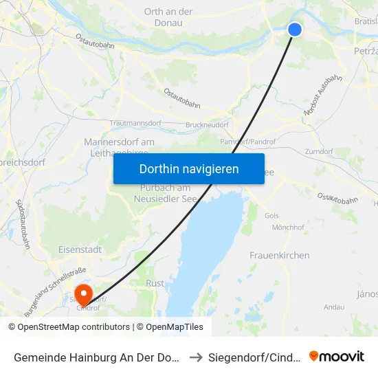Gemeinde Hainburg An Der Donau to Siegendorf/Cindrof map