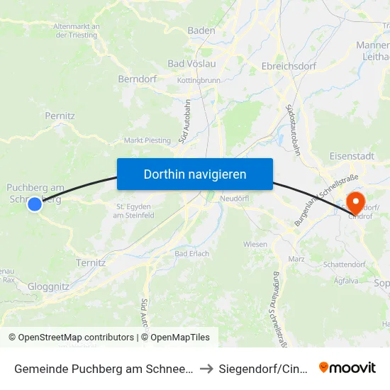 Gemeinde Puchberg am Schneeberg to Siegendorf/Cindrof map