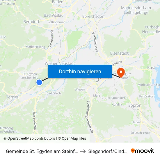 Gemeinde St. Egyden am Steinfeld to Siegendorf/Cindrof map