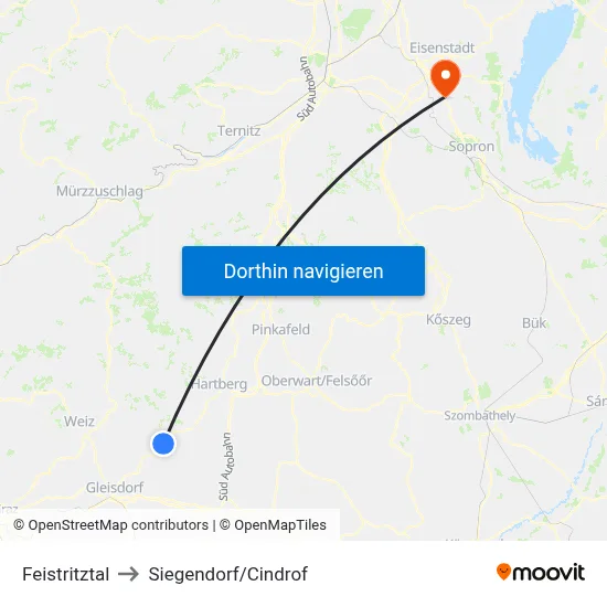 Feistritztal to Siegendorf/Cindrof map