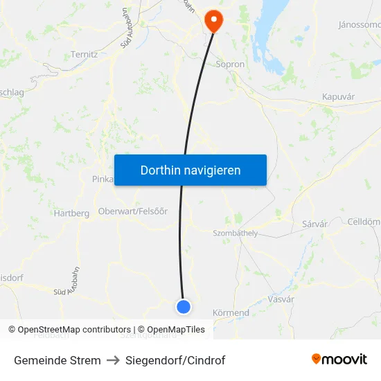 Gemeinde Strem to Siegendorf/Cindrof map