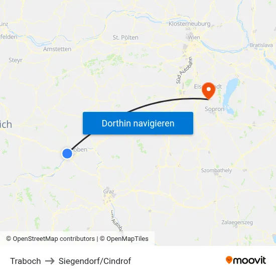 Traboch to Siegendorf/Cindrof map