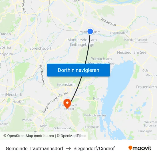 Gemeinde Trautmannsdorf to Siegendorf/Cindrof map
