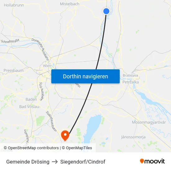 Gemeinde Drösing to Siegendorf/Cindrof map