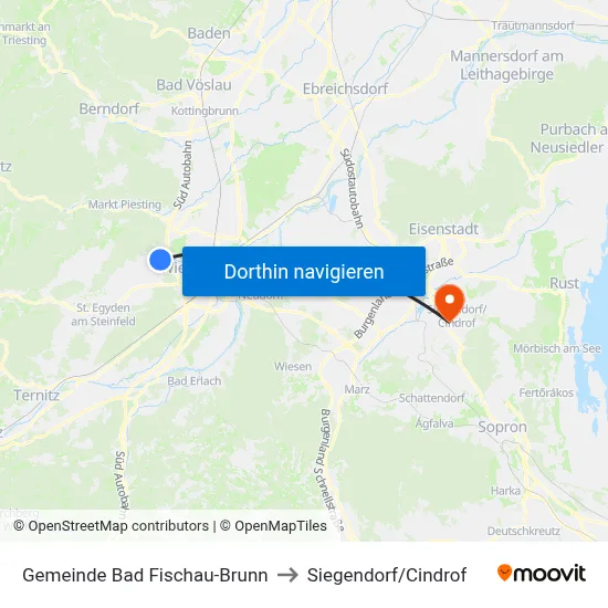 Gemeinde Bad Fischau-Brunn to Siegendorf/Cindrof map