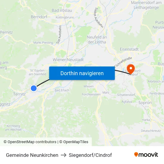 Gemeinde Neunkirchen to Siegendorf/Cindrof map