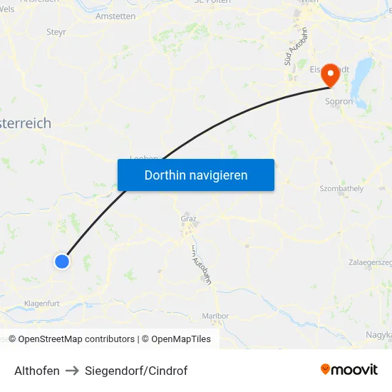 Althofen to Siegendorf/Cindrof map