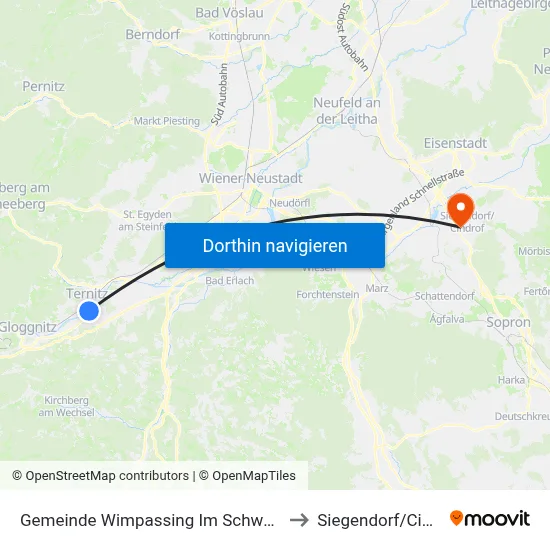 Gemeinde Wimpassing Im Schwarzatale to Siegendorf/Cindrof map