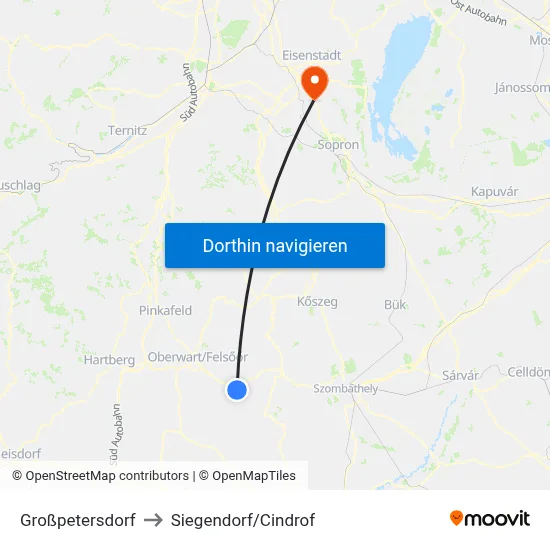 Großpetersdorf to Siegendorf/Cindrof map