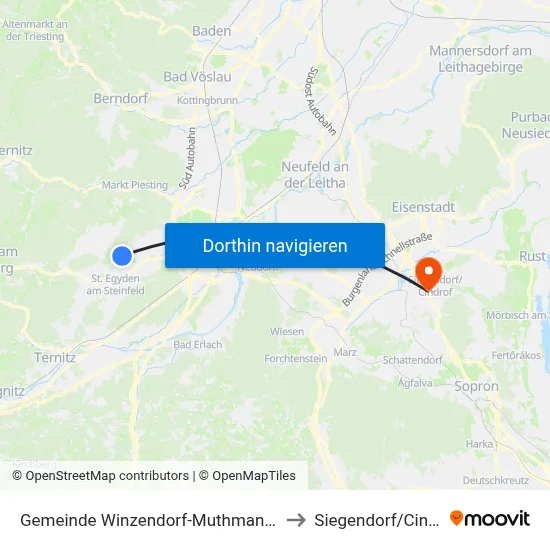 Gemeinde Winzendorf-Muthmannsdorf to Siegendorf/Cindrof map