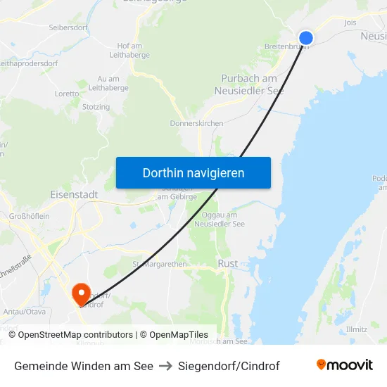 Gemeinde Winden am See to Siegendorf/Cindrof map