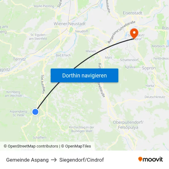 Gemeinde Aspang to Siegendorf/Cindrof map