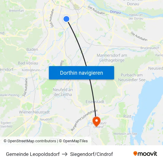 Gemeinde Leopoldsdorf to Siegendorf/Cindrof map