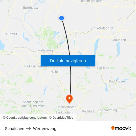Schalchen to Werfenweng map