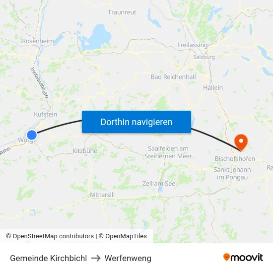 Gemeinde Kirchbichl to Werfenweng map