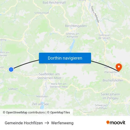 Gemeinde Hochfilzen to Werfenweng map